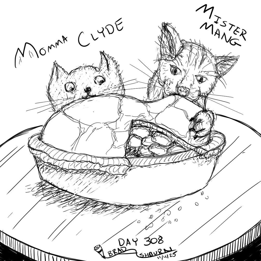 Two Cats Eating a Pie