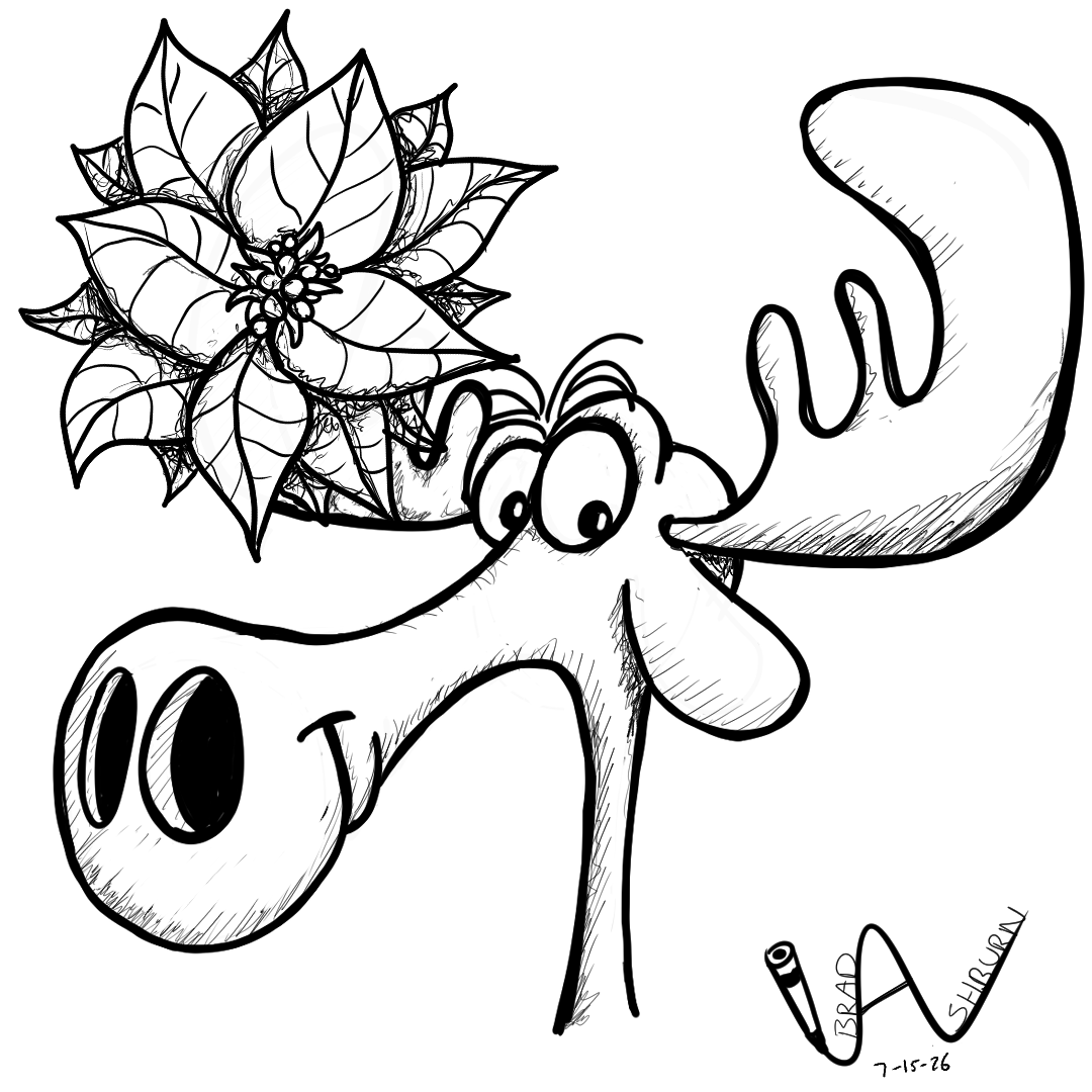 Moose with Flower on Antlers
