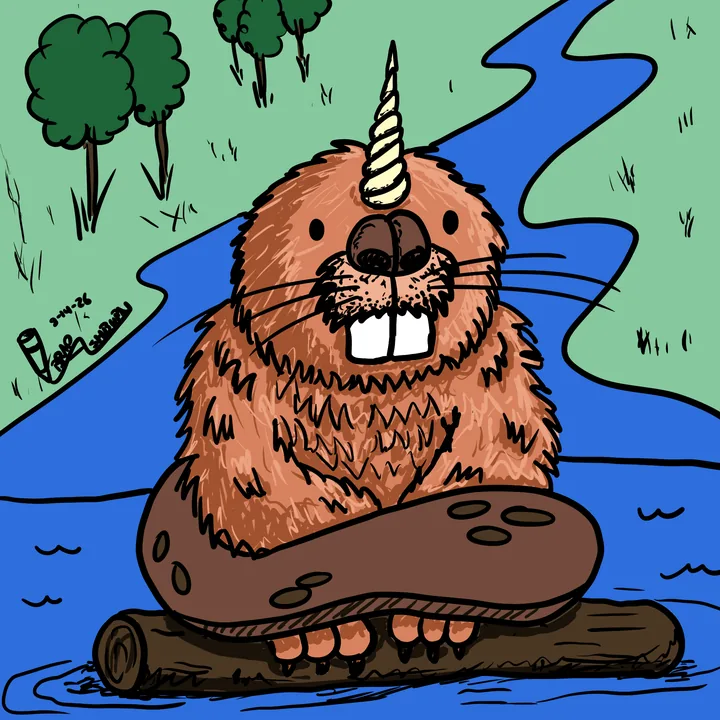 Unibeaver chillin’ on a log